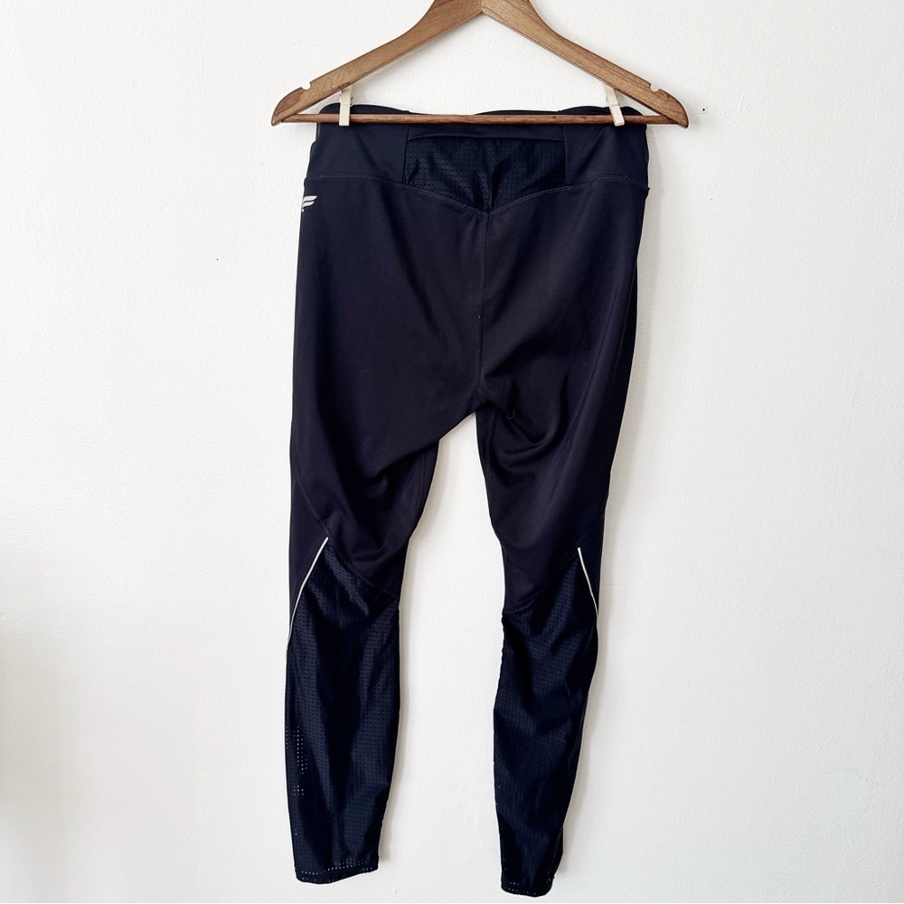 Fabletics Black Drawstring Athletic Leggings with white Trim - Picture 3 of 3